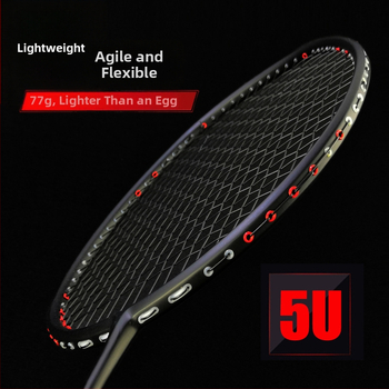 Rachetă de badminton cu cadru din fibră de carbon, greutate 75–79 g, prindere G5, tip lovitură dreaptă, rigiditate tijă moderată (Cadru din fibră de carbon; Greutate 75–79 g; Prindere: G5; Tip: lovitură dreaptă;Rigiditate tijă: moderată)