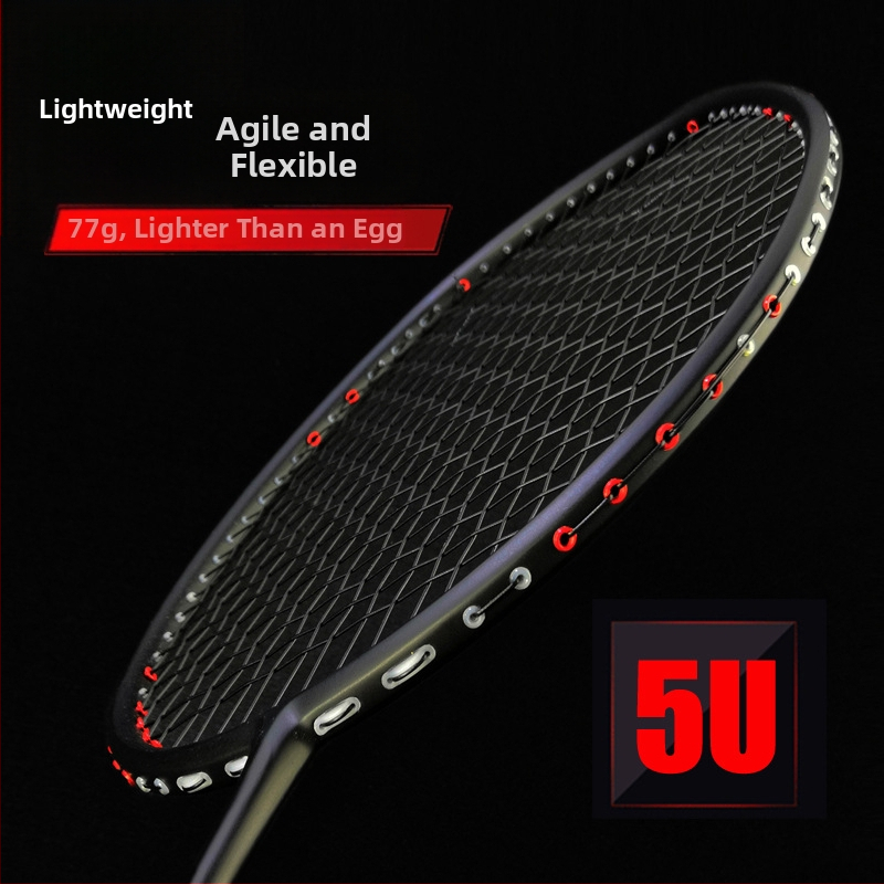 Rachetă de badminton cu cadru din fibră de carbon, greutate 75–79 g, prindere G5, tip lovitură dreaptă, rigiditate tijă moderată (Cadru din fibră de carbon; Greutate 75–79 g; Prindere: G5; Tip: lovitură dreaptă;Rigiditate tijă: moderată)