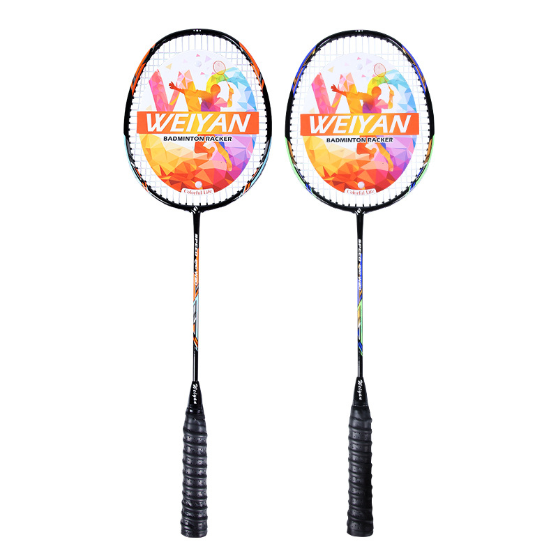 Badminton reketa – karbonsko vlakno okvir, težina 90–94 g, paket od 2 reketa, ravna šaft, za početnike i napredne igrače