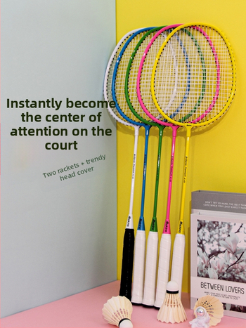 Rachetă de badminton din aliaj de fier, ultra-ușoară 95–100 g, mâner G4, rachetă dreaptă, set dual (2 rachete)