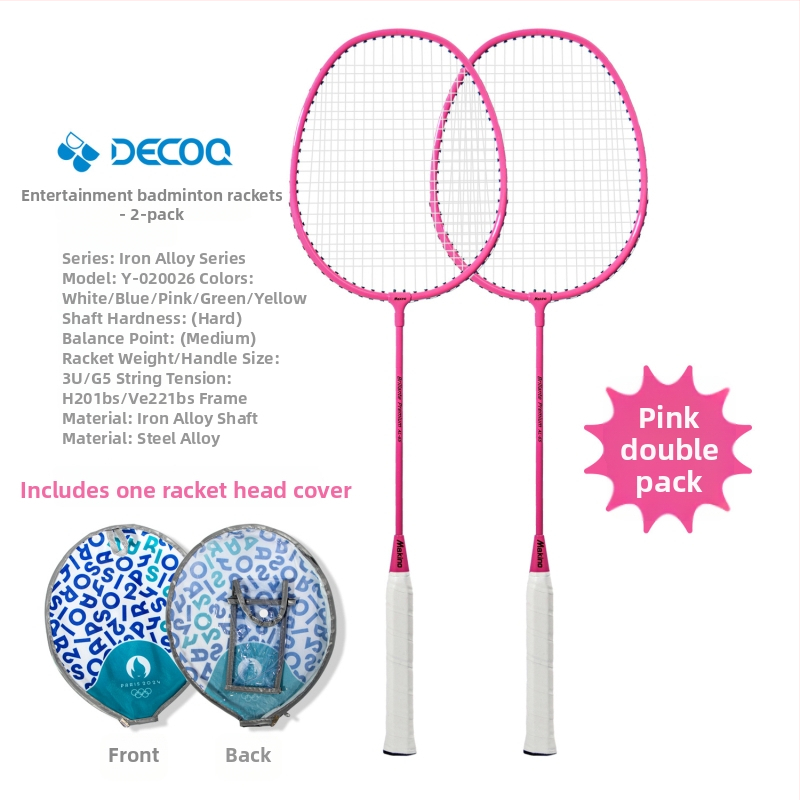 Rachetă de badminton din aliaj de fier, ultra-ușoară 95–100 g, mâner G4, rachetă dreaptă, set dual (2 rachete)