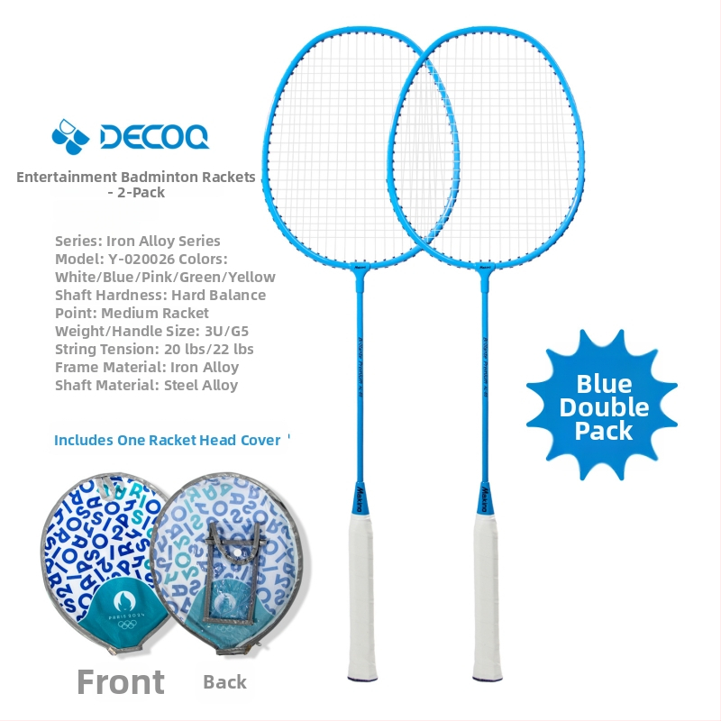 Rachetă de badminton din aliaj de fier, ultra-ușoară 95–100 g, mâner G4, rachetă dreaptă, set dual (2 rachete)