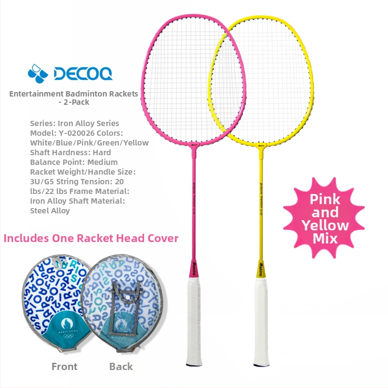 Rachetă de badminton din aliaj de fier, ultra-ușoară 95–100 g, mâner G4, rachetă dreaptă, set dual (2 rachete)