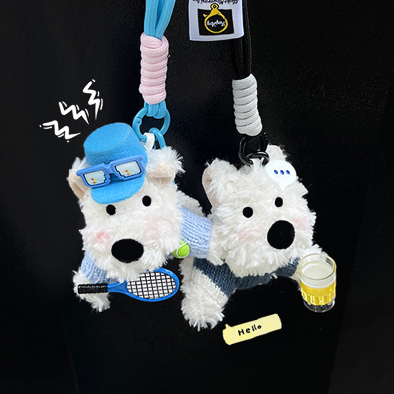 Plišani privjesak za ključeve u crtanom stilu s motivom West Highland White Terrier