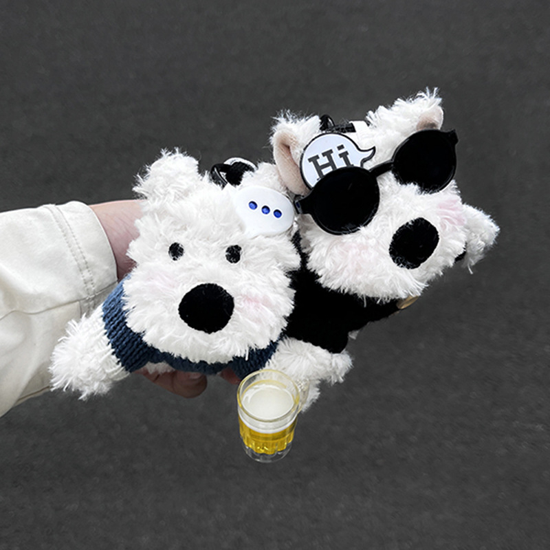 Plišani privjesak za ključeve u crtanom stilu s motivom West Highland White Terrier