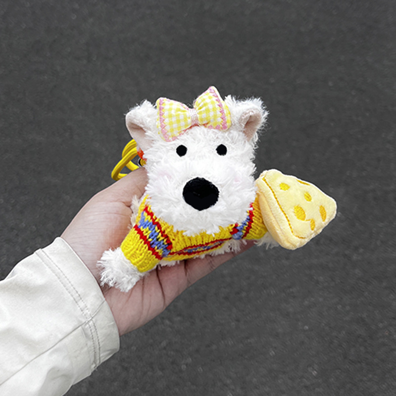 Plišani privjesak za ključeve u crtanom stilu s motivom West Highland White Terrier