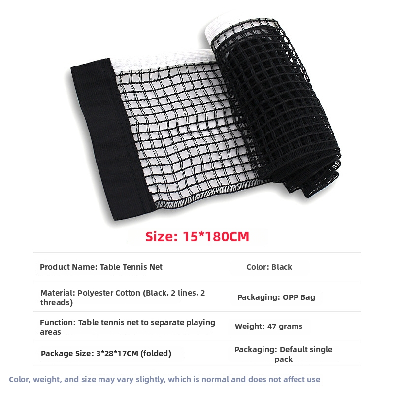 Portabilă plasă pentru tenis de masă, pliere facilă și instalare rapidă pentru interior și exterior (Material: poliester; Greutate: 50 g; Potrivit pentru tenis de masă și badminton)
