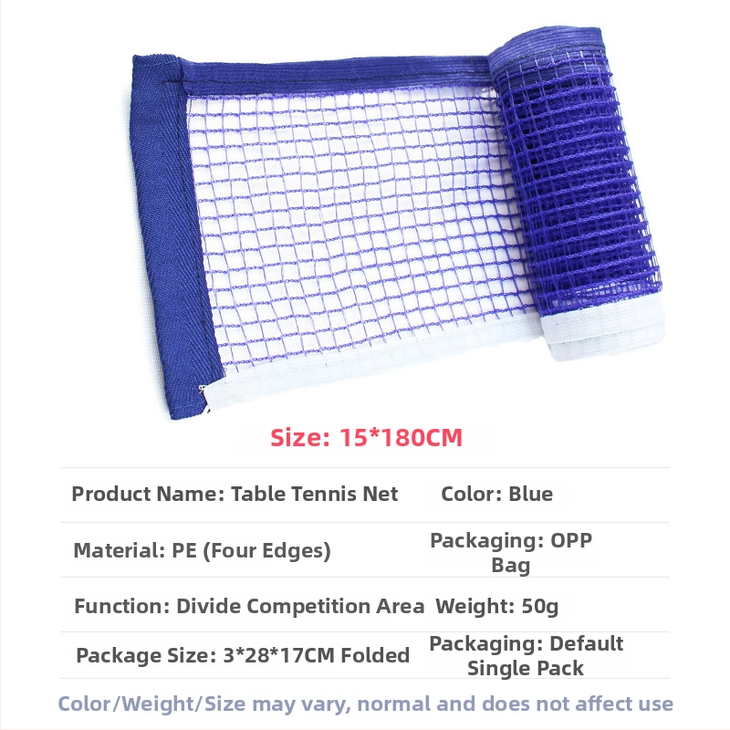 Portabilă plasă pentru tenis de masă, pliere facilă și instalare rapidă pentru interior și exterior (Material: poliester; Greutate: 50 g; Potrivit pentru tenis de masă și badminton)