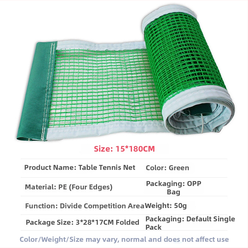 Portabilă plasă pentru tenis de masă, pliere facilă și instalare rapidă pentru interior și exterior (Material: poliester; Greutate: 50 g; Potrivit pentru tenis de masă și badminton)