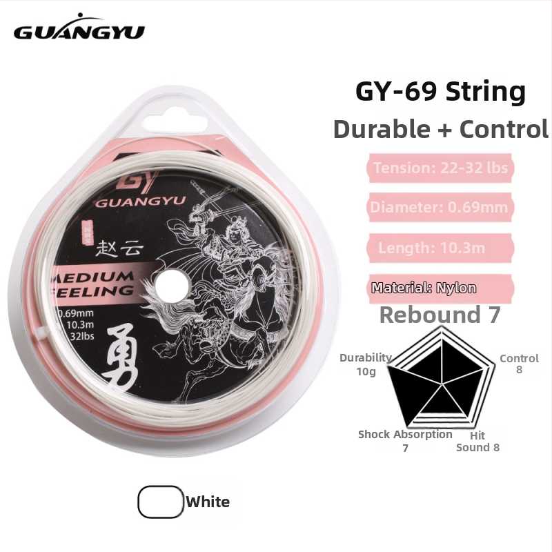 Guangyu šķiedru raketes troses badmintonam un tenisam, spriegums 32 lb