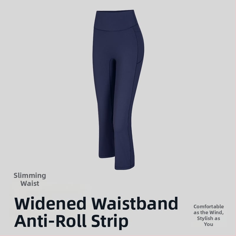 Sieviešu joga bikses ar augstu jostu, īss griezums, elpojošs neilona-spandeksa audums (80% neilona, 20% spandeksa).