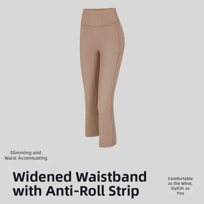 Sieviešu joga bikses ar augstu jostu, īss griezums, elpojošs neilona-spandeksa audums (80% neilona, 20% spandeksa).