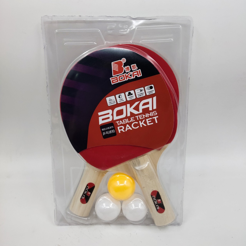 Bokai rachetă tenis de masă — set dublu, lamă din poplar, gumă lipită, lovitură directă, pentru interior