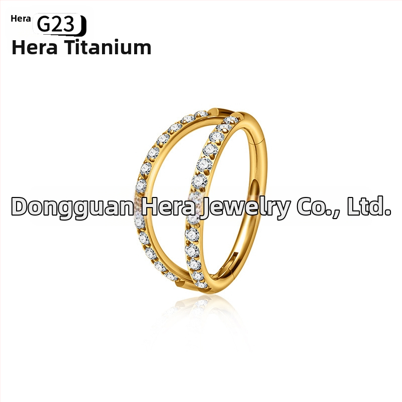 Nosis žiedas su cirkonų įdėklu, G23 titano lydinys, dviguba briauna su deimantais, išgraviruoti piercing papuošalai