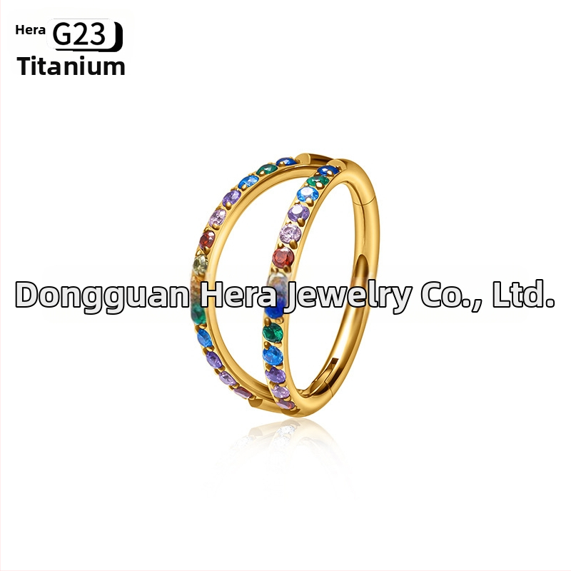 Nosis žiedas su cirkonų įdėklu, G23 titano lydinys, dviguba briauna su deimantais, išgraviruoti piercing papuošalai