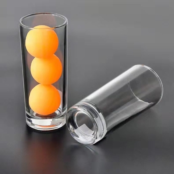 Чаша за игра на тенис на маса – право цилиндрично стъкло от сода-лайм, кръгла форма, филтър, комплект от шест броя, модерен минималистичен стил