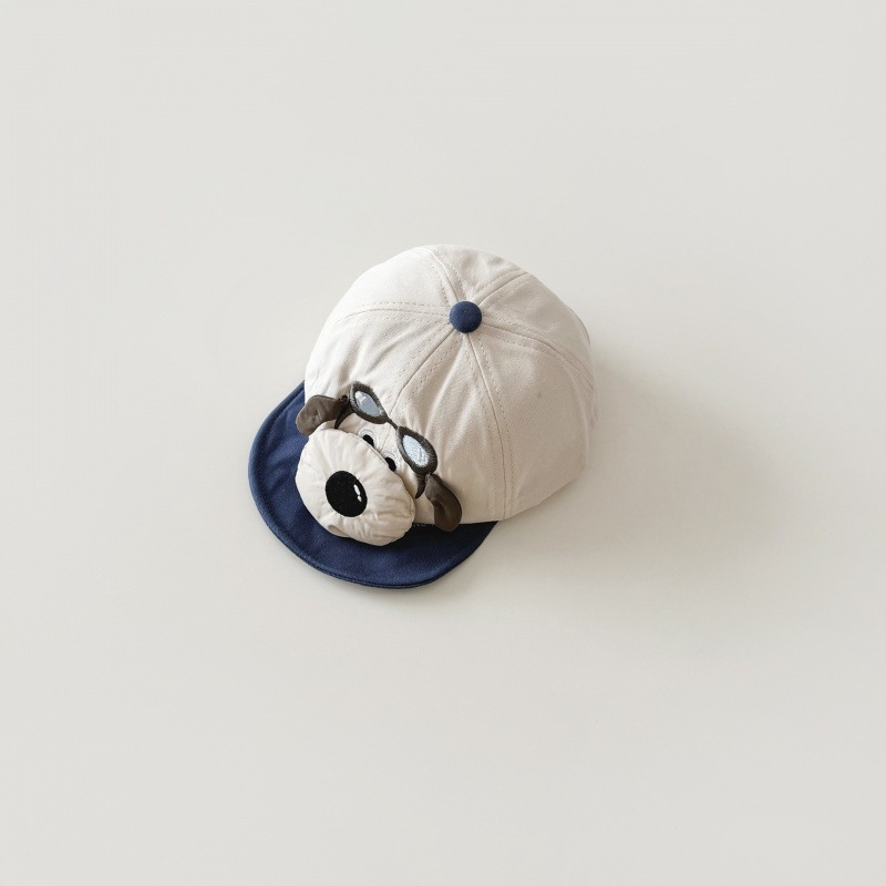 Бебешка бейзболна шапка с карикатурно мече, памучна, широк козирог, слънцезащита