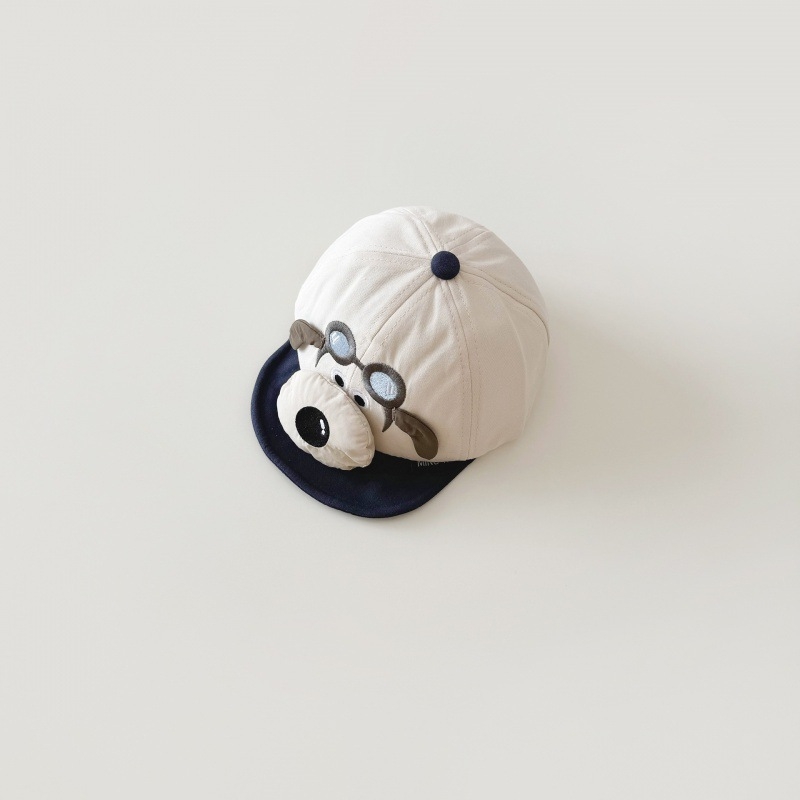 Бебешка бейзболна шапка с карикатурно мече, памучна, широк козирог, слънцезащита