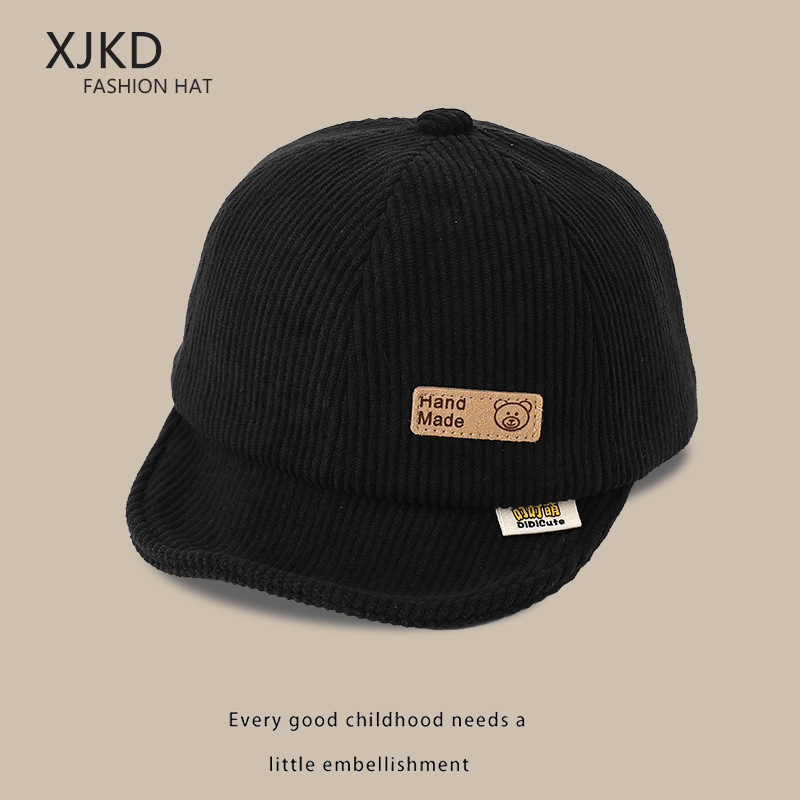 Зимна Corduroy бебешка бейзболна шапка, регулируема, с къс козир и куполна корона, за 6–12 месеца и 1–2 години