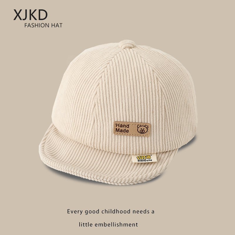 Зимна Corduroy бебешка бейзболна шапка, регулируема, с къс козир и куполна корона, за 6–12 месеца и 1–2 години