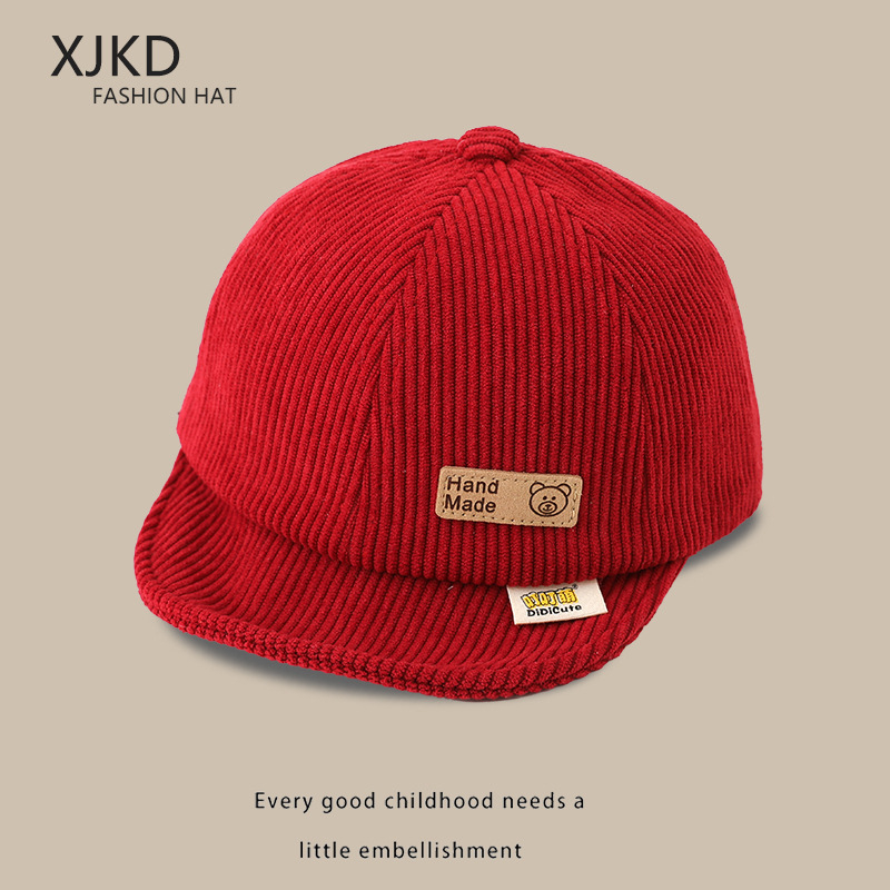 Зимна Corduroy бебешка бейзболна шапка, регулируема, с къс козир и куполна корона, за 6–12 месеца и 1–2 години