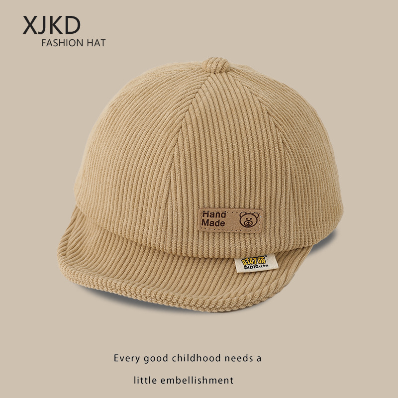 Зимна Corduroy бебешка бейзболна шапка, регулируема, с къс козир и куполна корона, за 6–12 месеца и 1–2 години