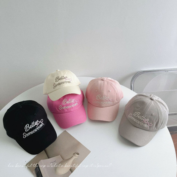 Детска бейзболна шапка от памук, извита козирка, куполна корона, бродерия с букви и панделка, защита от слънцето