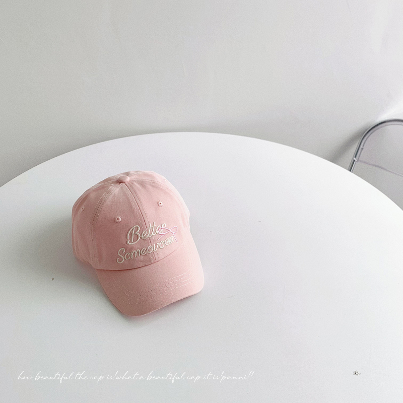 Детска бейзболна шапка от памук, извита козирка, куполна корона, бродерия с букви и панделка, защита от слънцето