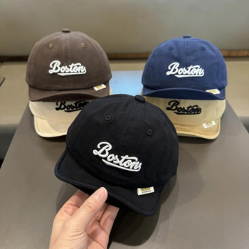 Бебешка бейсболна шапка с къса козирка, корейски стил, бродирана, ветроустойчива куполна форма, памучно-блендова материя (полиестер/найлон) за деца 6–12 месеца и 1–2 години, пролет 2025