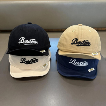 Бебешка бейсболна шапка с къса козирка, корейски стил, бродирана, ветроустойчива куполна форма, памучно-блендова материя (полиестер/найлон) за деца 6–12 месеца и 1–2 години, пролет 2025