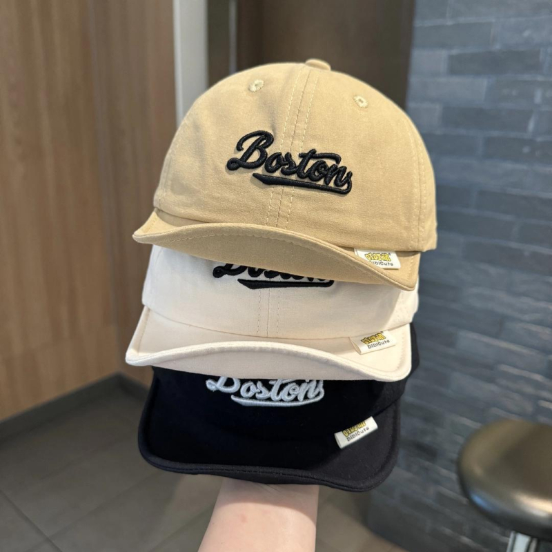 Бебешка бейсболна шапка с къса козирка, корейски стил, бродирана, ветроустойчива куполна форма, памучно-блендова материя (полиестер/найлон) за деца 6–12 месеца и 1–2 години, пролет 2025