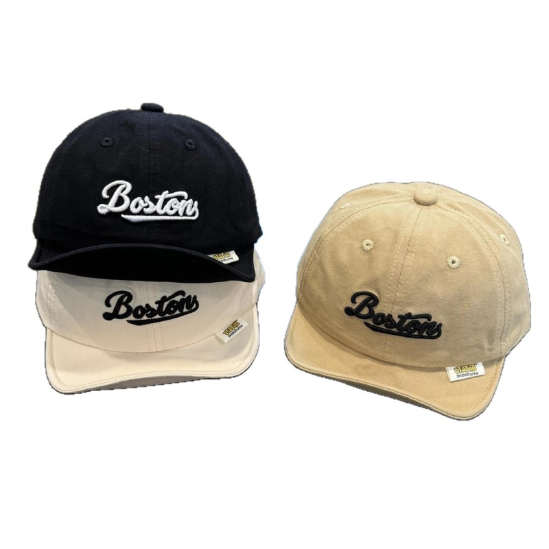 Бебешка бейсболна шапка с къса козирка, корейски стил, бродирана, ветроустойчива куполна форма, памучно-блендова материя (полиестер/найлон) за деца 6–12 месеца и 1–2 години, пролет 2025