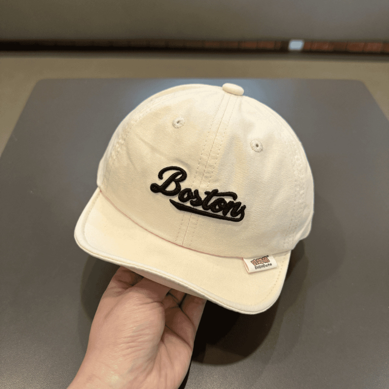 Бебешка бейсболна шапка с къса козирка, корейски стил, бродирана, ветроустойчива куполна форма, памучно-блендова материя (полиестер/найлон) за деца 6–12 месеца и 1–2 години, пролет 2025