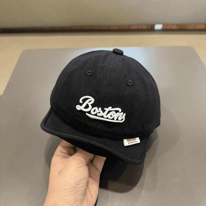 Бебешка бейсболна шапка с къса козирка, корейски стил, бродирана, ветроустойчива куполна форма, памучно-блендова материя (полиестер/найлон) за деца 6–12 месеца и 1–2 години, пролет 2025