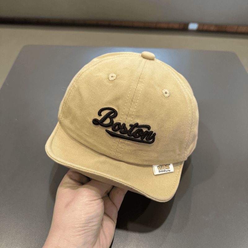 Бебешка бейсболна шапка с къса козирка, корейски стил, бродирана, ветроустойчива куполна форма, памучно-блендова материя (полиестер/найлон) за деца 6–12 месеца и 1–2 години, пролет 2025