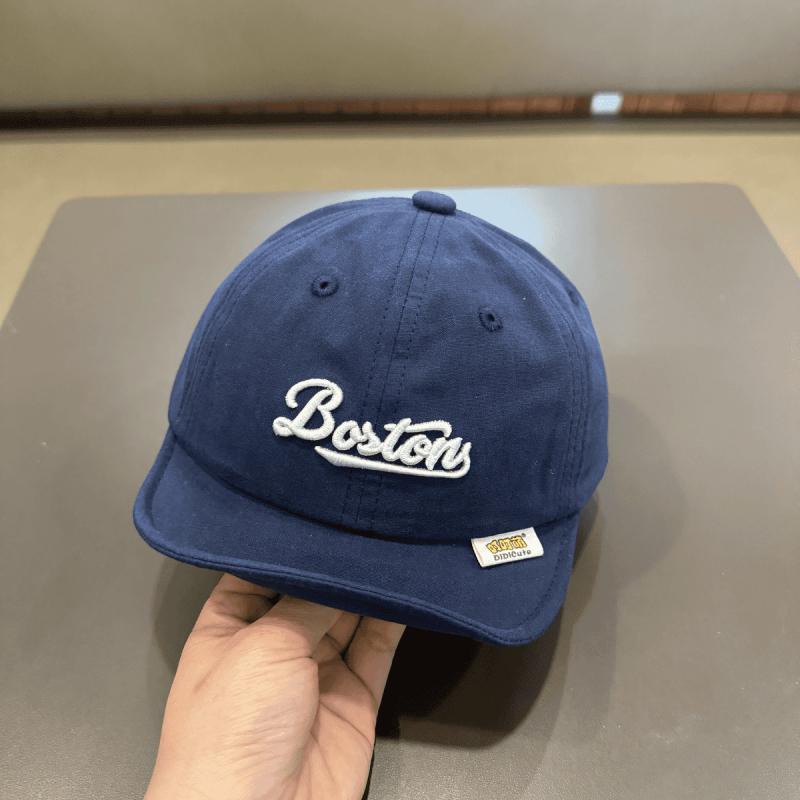 Бебешка бейсболна шапка с къса козирка, корейски стил, бродирана, ветроустойчива куполна форма, памучно-блендова материя (полиестер/найлон) за деца 6–12 месеца и 1–2 години, пролет 2025