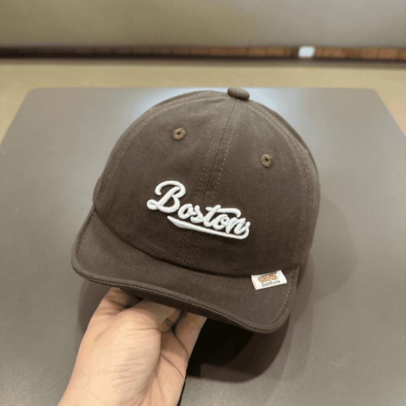 Бебешка бейсболна шапка с къса козирка, корейски стил, бродирана, ветроустойчива куполна форма, памучно-блендова материя (полиестер/найлон) за деца 6–12 месеца и 1–2 години, пролет 2025