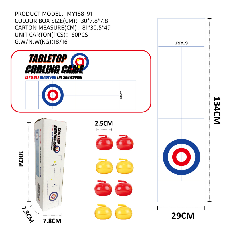 Настолна кърлинг игра за семейно събиране — двама играчи, съревнователна настолна игра, ABS материал