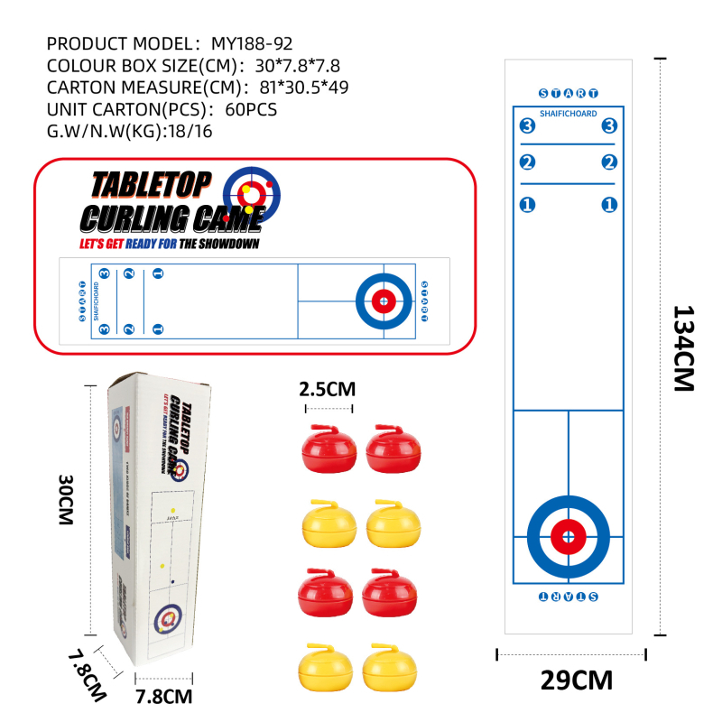Настолна кърлинг игра за семейно събиране — двама играчи, съревнователна настолна игра, ABS материал