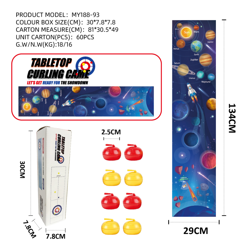 Настолна кърлинг игра за семейно събиране — двама играчи, съревнователна настолна игра, ABS материал