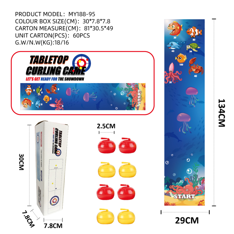 Настолна кърлинг игра за семейно събиране — двама играчи, съревнователна настолна игра, ABS материал