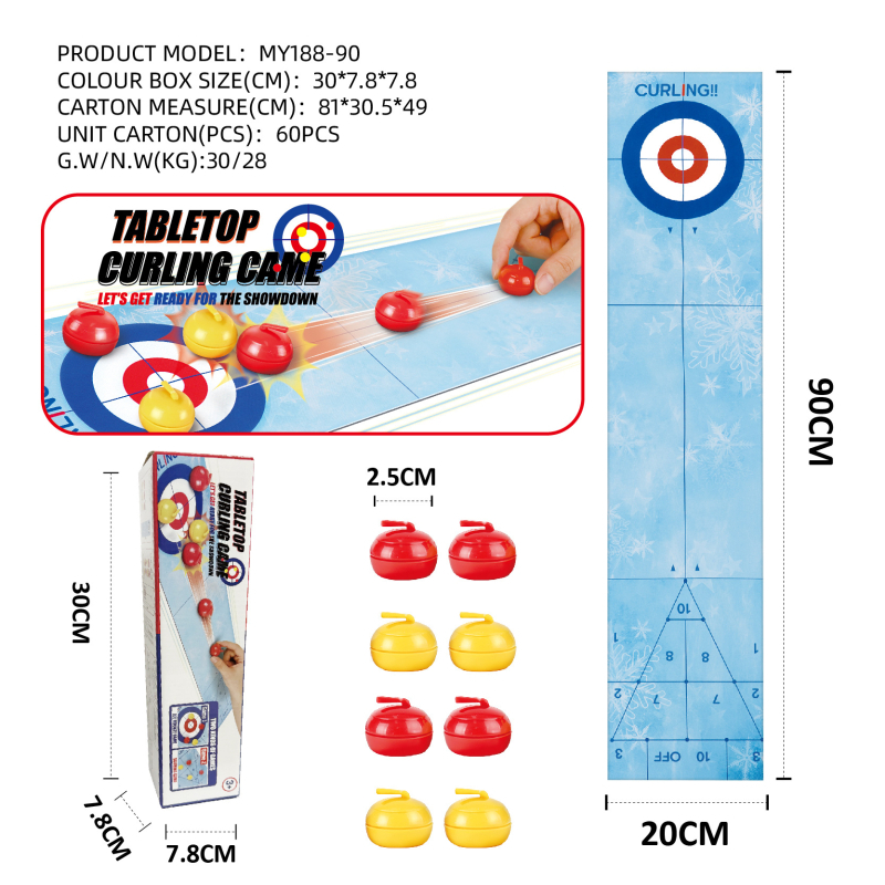 Настолна кърлинг игра за семейно събиране — двама играчи, съревнователна настолна игра, ABS материал