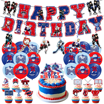 Ledus hokeja dzimšanas dienas dekors — papīra kūkas ievietojums, rekvizīts telpas iekārtošanai