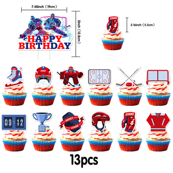 Ledus hokeja dzimšanas dienas dekors — papīra kūkas ievietojums, rekvizīts telpas iekārtošanai