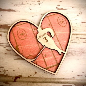 Сърцевидна дървена украса, боксвуд, гравирана, коледна декорация