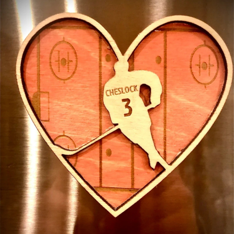 Сърцевидна дървена украса, боксвуд, гравирана, коледна декорация