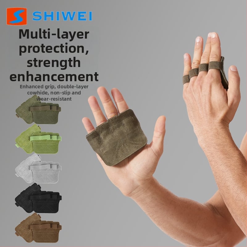 Kvadrātveida dubulti slāņu liellādas plaukstas aizsargs, pretslīdīgs un izturīgs, paredzēts treniņiem, piemērots pievilkšanās un vilkšanas vingrinājumiem uz vienu stangu un paralēlajām stangām, universāls