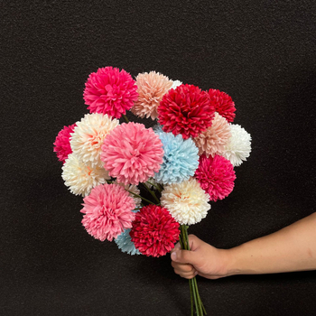 Изкуствена хризантема от сатенено цвете, една клонка, за сватби, външна употреба и домашна декорация