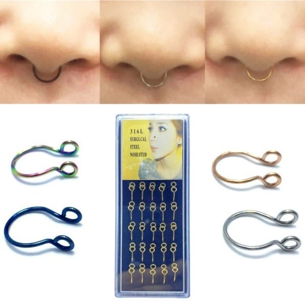 Deguna un lūpu gredzeni komplekts – nerūsējošais tērauds, elektroplakēšana, universāls, vienkāršs stils, Type C forma