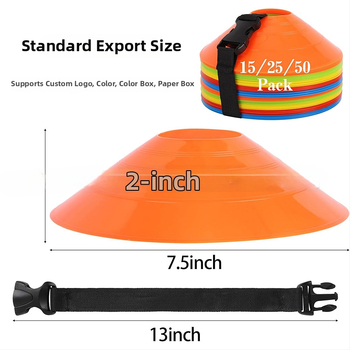 Set de 50 discuri cu logo pentru antrenamente de fotbal — material PE, brand Crown, accesorii de antrenament; potrivit pentru fotbal, volei cu picioarele, tenis de masă și badminton.